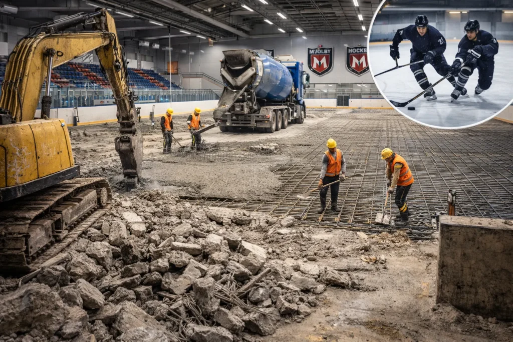 Betongunderlag ishall Mjölby